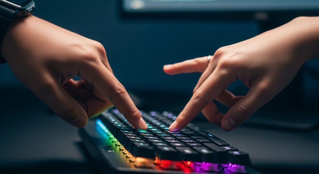 An image of two hands reaching out to hit the spacebar at the exact same time, capturing the competitive spirit of a challenge.