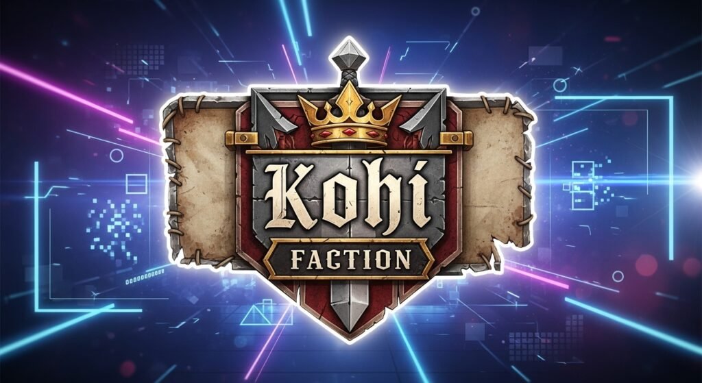 A stylized image of an old, classic Kohi Faction banner or logo, set against a modern gaming backdrop, symbolizing the timeless legacy of the server and the test.
